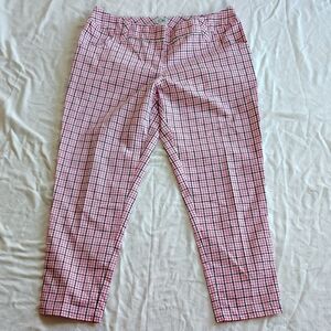 Adidas Climalite Women's Pants Pink White And Black Plaid Size 8 Golfcapris